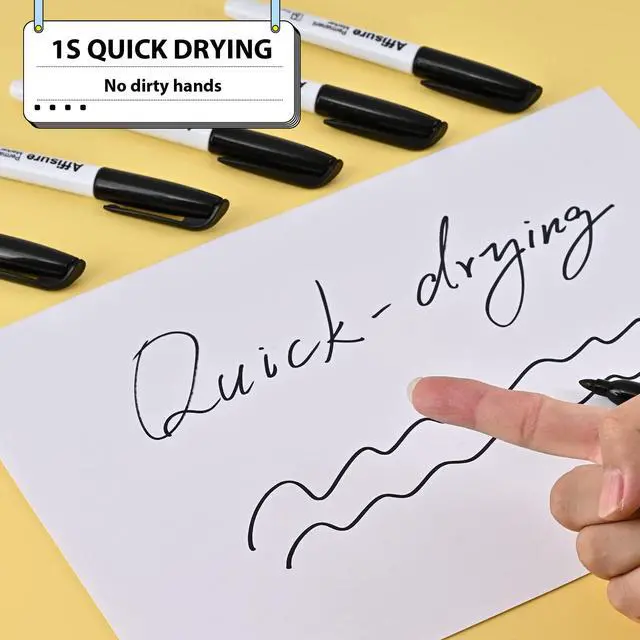 Alt view image 4 of 7 - Affisure Permanent markers, 100 packs permanent markers bulk, quick dryingin one second, waterproof, smooth, noteasy to erase, durable, can be markedon glass, tiles and cloth, office supplies