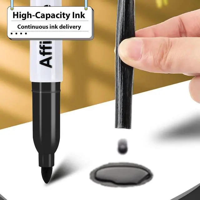 Alt view image 2 of 7 - Affisure Permanent markers, 100 packs permanent markers bulk, quick dryingin one second, waterproof, smooth, noteasy to erase, durable, can be markedon glass, tiles and cloth, office supplies
