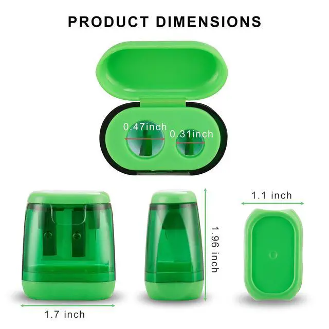 Alt view image 3 of 7 - Sonuimy Pencil Sharpeners, 4 Pcs Pencil Sharpeners Manual,Dual Holes Compact Colored Handheld Pencil Sharpener for Kids with Lid Adults Students School Class Home Office (Covered)