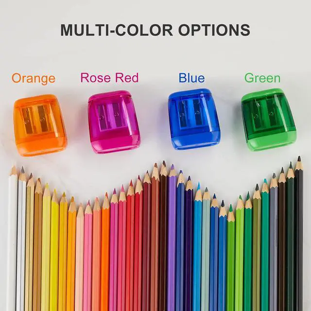 Alt view image 6 of 7 - Sonuimy Pencil Sharpeners, 4 Pcs Pencil Sharpeners Manual,Dual Holes Compact Colored Handheld Pencil Sharpener for Kids with Lid Adults Students School Class Home Office (Covered)