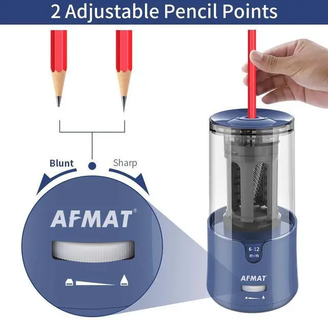 Alt view image 6 of 7 - AFMAT Pencil Sharpener, Electric Pencil Sharpener for Colored Pencils, Auto Stop, Fast Sharpen in 3s, Large Hole Pencil Sharpeners Plug in for 6-12mm No.2/Jumbo Pencils PS93