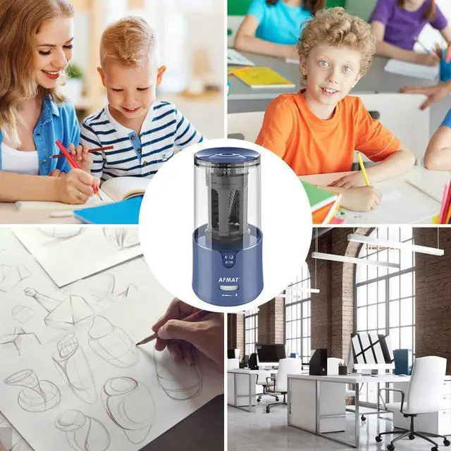 Alt view image 7 of 7 - AFMAT Pencil Sharpener, Electric Pencil Sharpener for Colored Pencils, Auto Stop, Fast Sharpen in 3s, Large Hole Pencil Sharpeners Plug in for 6-12mm No.2/Jumbo Pencils PS93