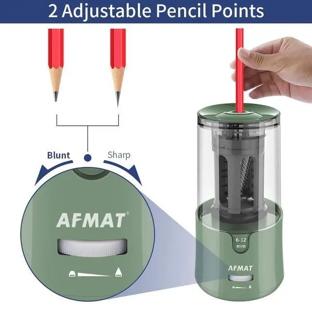 Alt view image 6 of 7 - AFMAT Electric Pencil Sharpener, Auto Stop, Super Sharp & Fast, Electric Pencil Sharpener Plug in for 6-12mm No.2/Colored Pencils/Office/Home PS94