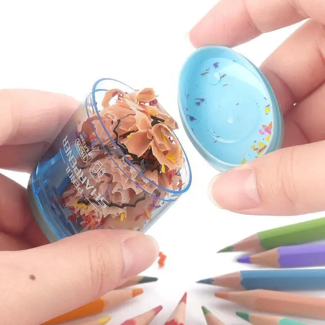 Alt view image 4 of 7 - Tamaki 4 Pack Pencil Sharpeners Manual Dual Holes Compact Colored Handheld Pencil Sharpener for Kids, School, Office