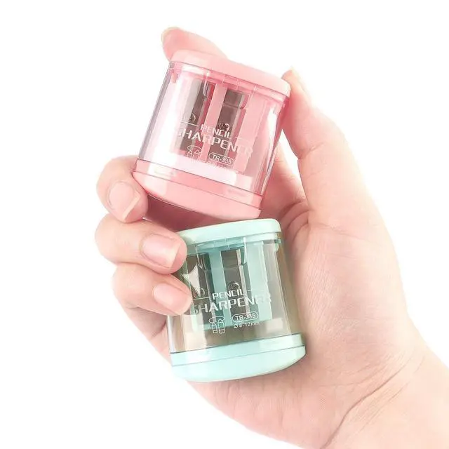 Alt view image 5 of 7 - Tamaki 4 Pack Pencil Sharpeners Manual Dual Holes Compact Colored Handheld Pencil Sharpener for Kids, School, Office