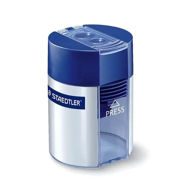 Alt view image 3 of 6 - STAEDTLER Double-Hole Tub Pencil Sharpener: Dual Size Manual Sharpener for Standard Graphite & Colored Pencils - Compact Design - Ideal for Classroom, Home, Office, & Art Studio