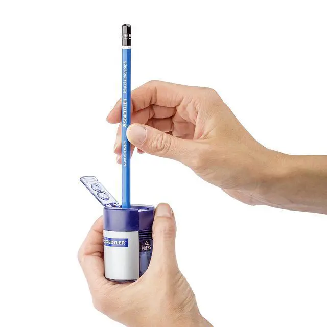 Alt view image 5 of 6 - STAEDTLER Double-Hole Tub Pencil Sharpener: Dual Size Manual Sharpener for Standard Graphite & Colored Pencils - Compact Design - Ideal for Classroom, Home, Office, & Art Studio