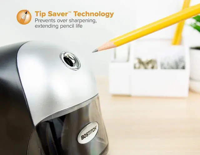 Alt view image 3 of 5 - Bostitch Office QuietSharp Executive Heavy Duty Electric Pencil Sharpener for 65% Faster Sharpening and 6X Longer Cutter Life - Colored Pencil Compatible, Black
