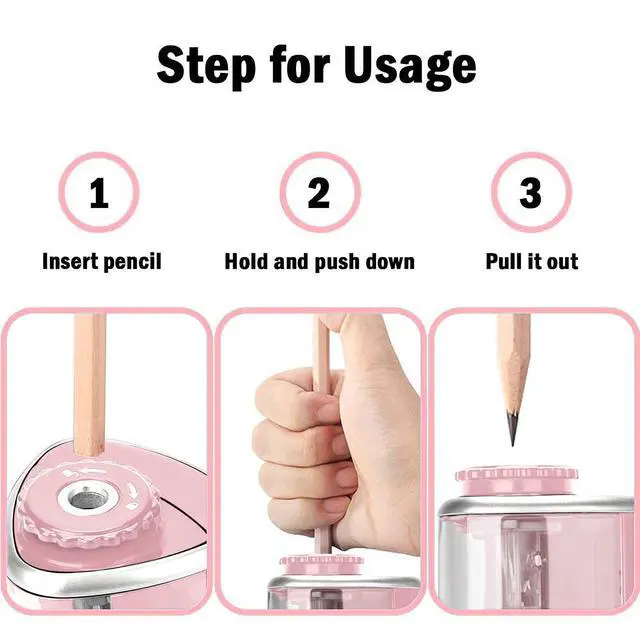 Alt view image 4 of 7 - Aogwat Pencil Sharpener Electric Pencil Sharpener for Kids, Blade to Fast Sharpen, Suitable for No.2/School/Classroom/Office/Home (Pink)