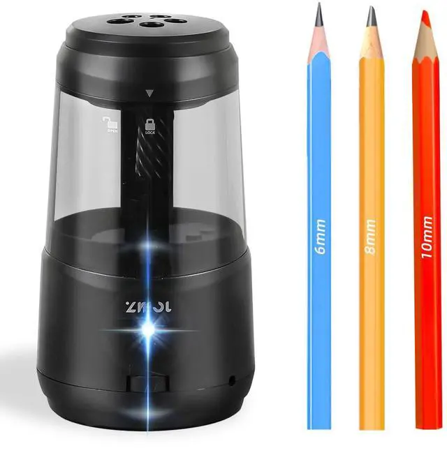 Main image of ZMOL Electric Pencil Sharpener with Helical Blade, Auto Stop, 5-Speed Adjustment for No.2 & Colored Pencils (6-10mm), AC Adapter/USC/Battery Powered for Classroom, Office, Home Use