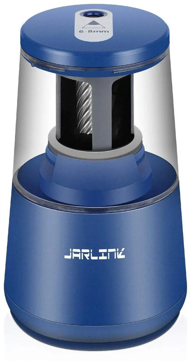 Main image of JARLINK Electric Pencil Sharpener, Heavy-Duty Helical Blade to Fast Sharpen, Auto Stop for No.2/Colored Pencils(6-8mm), AC Adapter/Battery Operated in School Classroom/Office/Home (Blue)