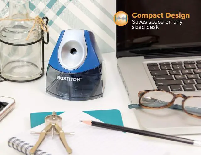 Alt view image 3 of 5 - Office Electric Pencil Sharpener for Classroom & Desk Use, Heavy-Duty Stall-Free Motor, High-Capacity Shavings Tray, Dark Blue