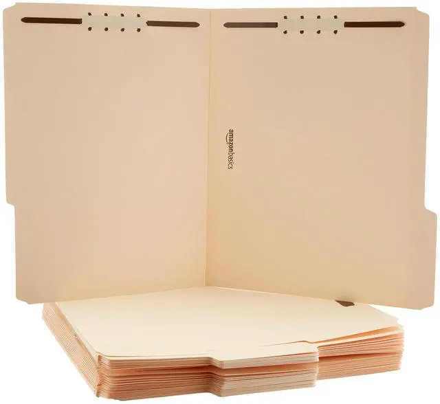 Main image of Amazon Basics Manila File Folders with Fasteners for Organized Filing, Letter Size, 100-Pack