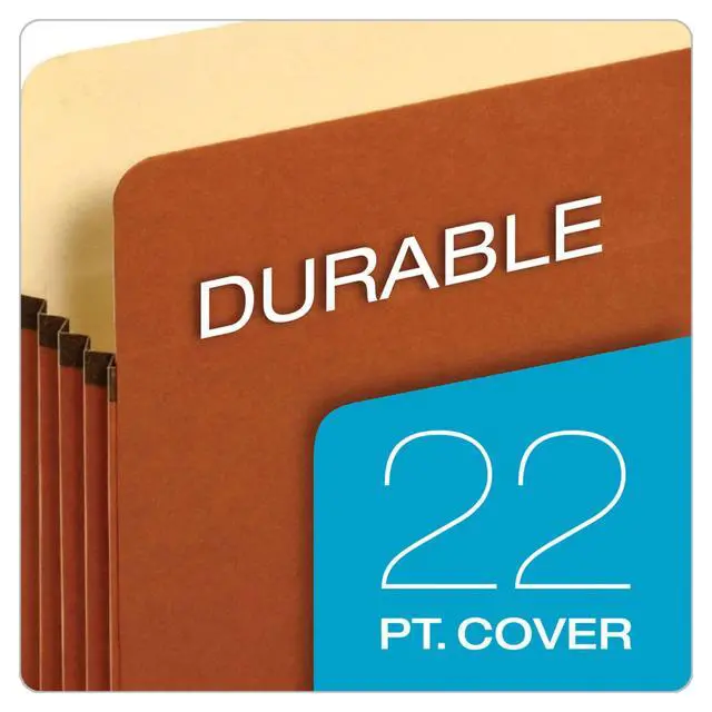 Alt view image 2 of 6 - Pendaflex Expanding File Pockets, Letter Size, 5.25" Expansion, Reinforced with DuPont Tyvek® Material, Redrope, 10 per Box (1534G-OX)