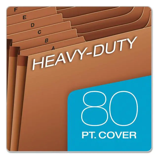 Alt view image 3 of 6 - Pendaflex Heavy Duty Expanding File with Extra-Thick Cover, Tyvek Reinforced Edges, 21 Pockets, AZ Tabs, Elastic Cord Closure, Letter Size (R117ALHD),Brown