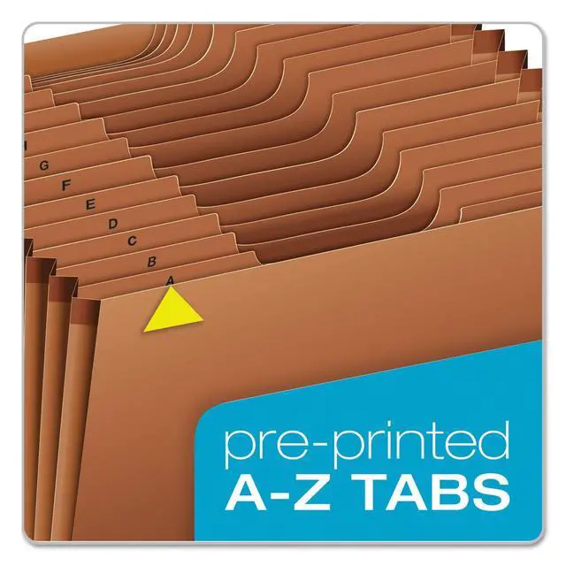 Alt view image 4 of 6 - Pendaflex Heavy Duty Expanding File with Extra-Thick Cover, Tyvek Reinforced Edges, 21 Pockets, AZ Tabs, Elastic Cord Closure, Letter Size (R117ALHD),Brown