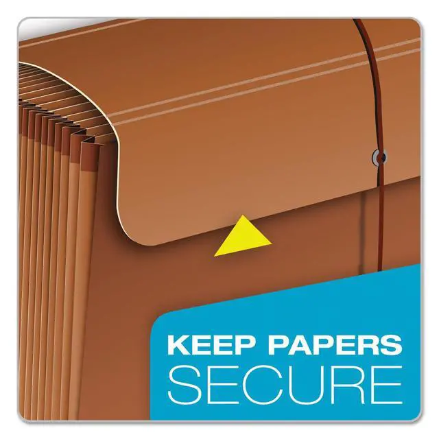 Alt view image 6 of 6 - Pendaflex Heavy Duty Expanding File with Extra-Thick Cover, Tyvek Reinforced Edges, 21 Pockets, AZ Tabs, Elastic Cord Closure, Letter Size (R117ALHD),Brown