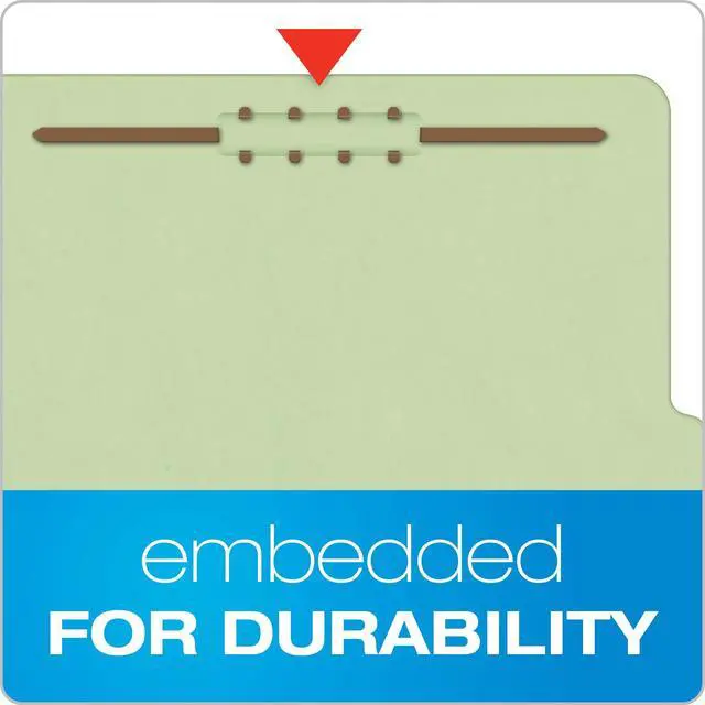 Alt view image 3 of 7 - Pendaflex Recycled Classification File Folders, 2 Dividers, 2" Embedded Fasteners, 2/5 Tab Cut, Letter Size, Light Green, Box of 10 (24076R)