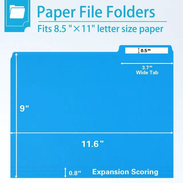 Alt view image 2 of 7 - File Folder, RAZCC 150 Pack 1/3 Cut Tab Colored File Folders, File Folder Letter Size for Office Classroom Use, Assorted 5 Colors Folders with Tabs