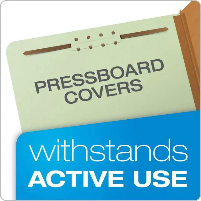 Alt view image 6 of 7 - Pendaflex Recycled Classification File Folders, 2 Dividers, 2" Embedded Fasteners, 2/5 Tab Cut, Letter Size, Light Green, Box of 10 (24076R)