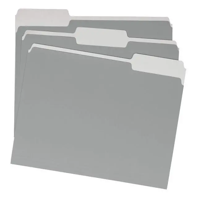 Alt view image 2 of 5 - Amazon Basics File Folders for Organization, Letter Size, 1/3 Cut Tab, Gray, 36-Pack