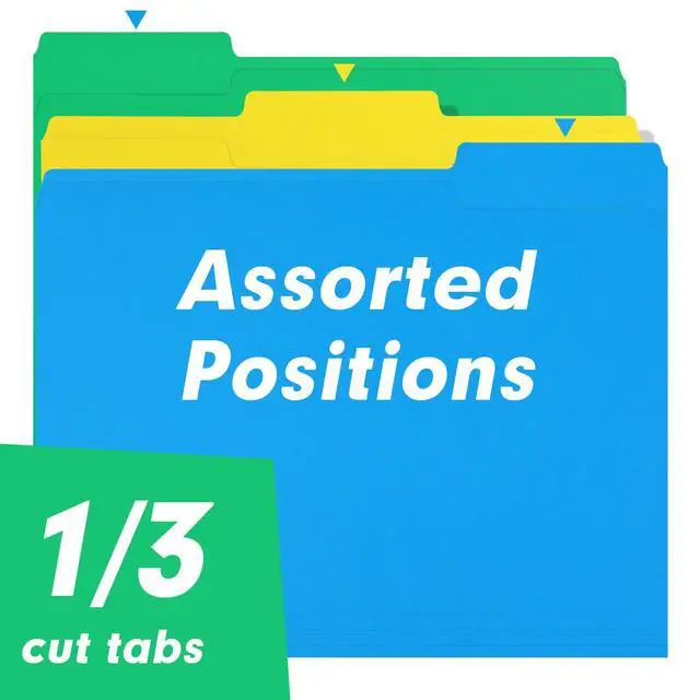 Alt view image 3 of 7 - File Folder, RAZCC 150 Pack 1/3 Cut Tab Colored File Folders, File Folder Letter Size for Office Classroom Use, Assorted 5 Colors Folders with Tabs