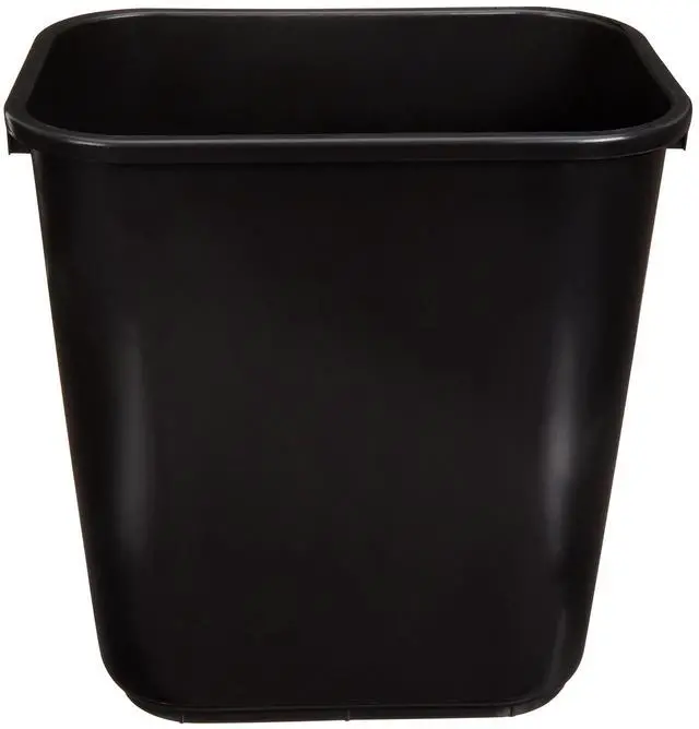 Main image of Amazon Basics Rectangular Plastic Office Wastebasket,14.4"L x 10.3"W x 15"H, 7 Gallon, Easy to Clean, Black, Pack of 2