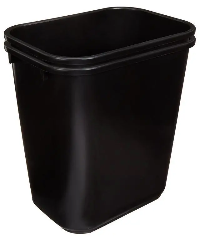Alt view image 2 of 5 - Amazon Basics Rectangular Plastic Office Wastebasket,14.4"L x 10.3"W x 15"H, 7 Gallon, Easy to Clean, Black, Pack of 2