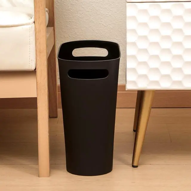Alt view image 7 of 7 - rejomiik Small Trash Can, Slim Garbage Can Plastic Waste Basket with Handles 3.5 Gallon Container Bin for Narrow Spaces Bathroom, Bedroom, Kitchen, Office at Home, 2 Pack Black