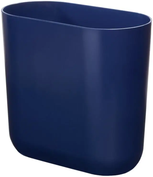 Main image of iDesign Small Slim Plastic Bathroom Trash Can, Navy Blue