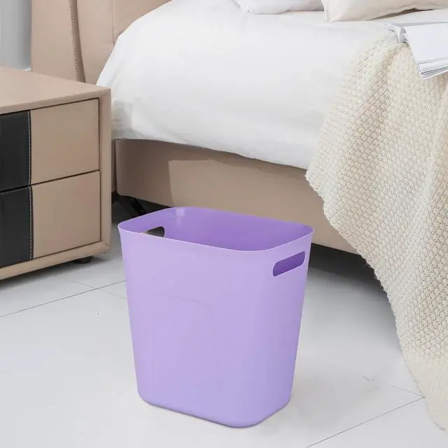 Alt view image 2 of 4 - UUJOLY Plastic Small Trash Can Wastebasket, Garbage Container Basket for Bathrooms, Laundry Room, Kitchens, Offices, Kids Rooms, Dorms, 3.5 Gallon, Purple