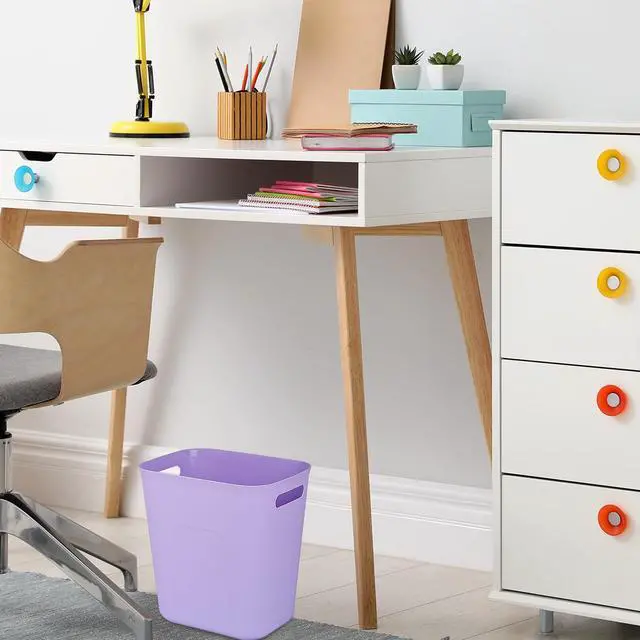 Alt view image 3 of 4 - UUJOLY Plastic Small Trash Can Wastebasket, Garbage Container Basket for Bathrooms, Laundry Room, Kitchens, Offices, Kids Rooms, Dorms, 3.5 Gallon, Purple