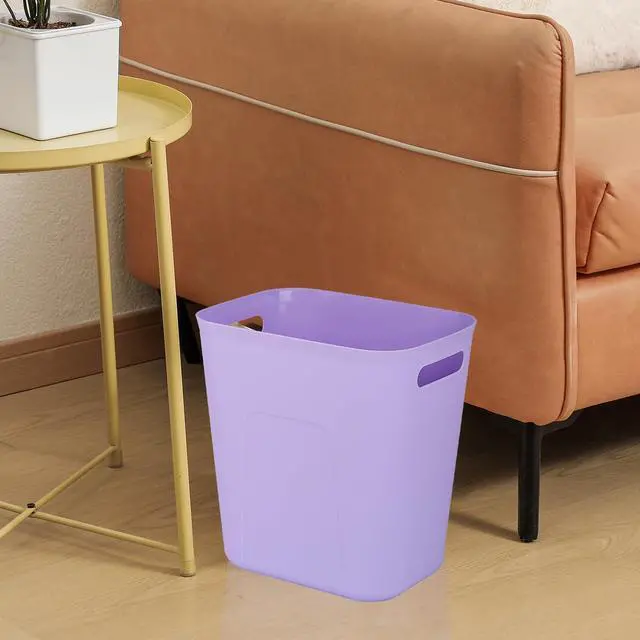 Alt view image 4 of 4 - UUJOLY Plastic Small Trash Can Wastebasket, Garbage Container Basket for Bathrooms, Laundry Room, Kitchens, Offices, Kids Rooms, Dorms, 3.5 Gallon, Purple