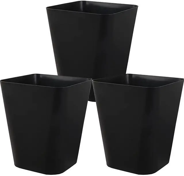 Main image of Heagoale Small Bathroom Trash Can Plastic Garbage Can Square Waste Basket Trash Bins Container Bins for Bathroom, Office, Dorm Room, Home Office, Under Desk, Kitchen, Bedroom, 3 Pack, Black
