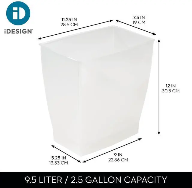 Alt view image 4 of 7 - iDesign Small Plastic Bathroom Trash Can, Clear Frost