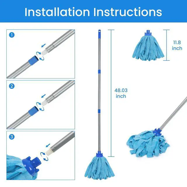 Alt view image 6 of 7 - Mop, Microfiber Cloth Mops for Floor Cleaning, Small Mop with 2 Refills