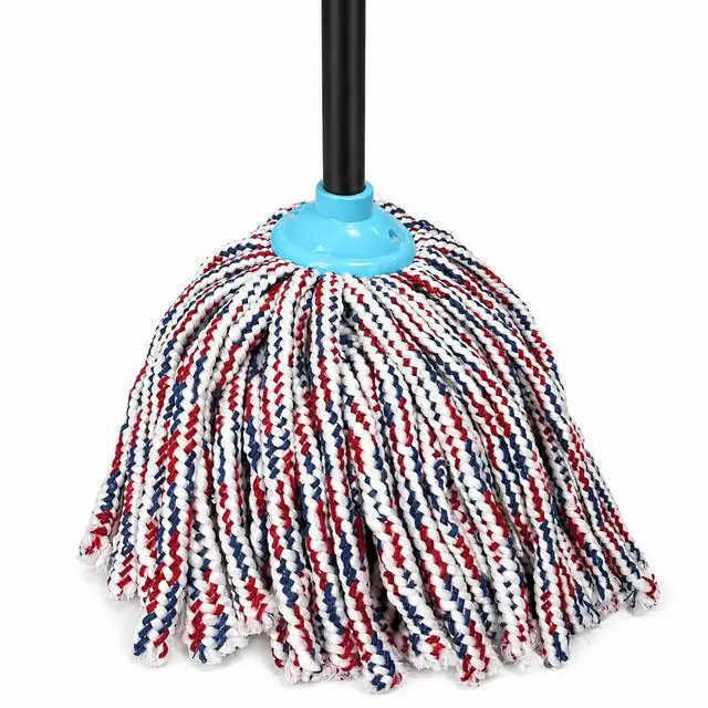 Main image of Indoor Cotton Mops for Floor Cleaning, 52" Long Handle Cotton Mop, Cleaning Mops for Tiles and Hardwood Floor, Household Mop for Kitchen, Bathroom, Garage, Tile & Hardwood FloorsRed Blue White