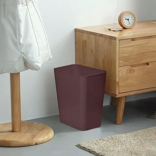 Alt view image 4 of 7 - TEIUKAX Plastic Trash Can Waste Basket Bin - 3.5 Gallon - for Office, Home, Bathroom, Kitchen, Dormitory - Brown