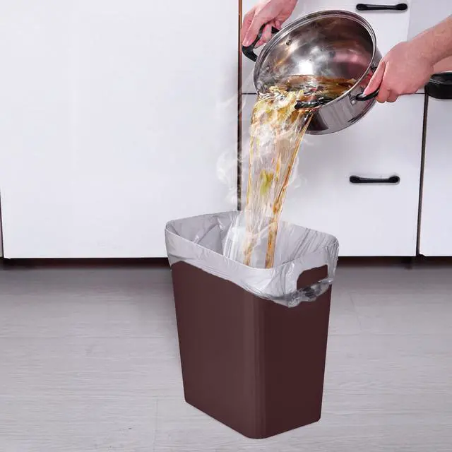 Alt view image 3 of 7 - TEIUKAX Plastic Trash Can Waste Basket Bin - 3.5 Gallon - for Office, Home, Bathroom, Kitchen, Dormitory - Brown