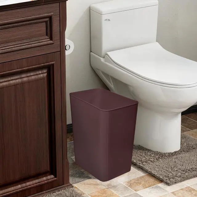 Alt view image 7 of 7 - TEIUKAX Plastic Trash Can Waste Basket Bin - 3.5 Gallon - for Office, Home, Bathroom, Kitchen, Dormitory - Brown