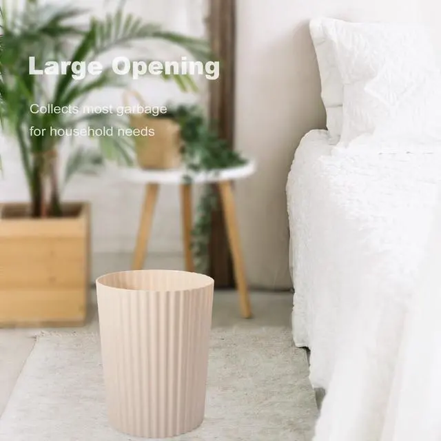 Alt view image 2 of 7 - JiatuA Small Trash Can Plastic Wastebasket Round Garbage Container Bin for Bathroom, Kitchen, Bedroom, Home Office, College Dorm, Beige