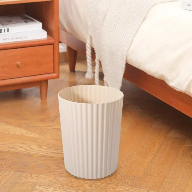 Alt view image 7 of 7 - JiatuA Small Trash Can Plastic Wastebasket Round Garbage Container Bin for Bathroom, Kitchen, Bedroom, Home Office, College Dorm, Beige