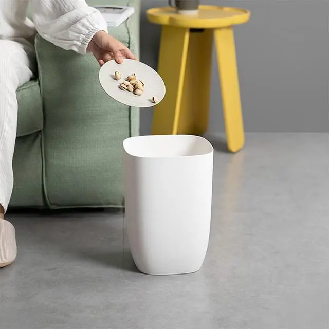 Alt view image 5 of 7 - mingol Bathroom Trash Can, Small Garbage Can for Bedroom, Living Room, Kitchen, Slim Cute Plastic Waste Basket for Office, 7L, Matt White
