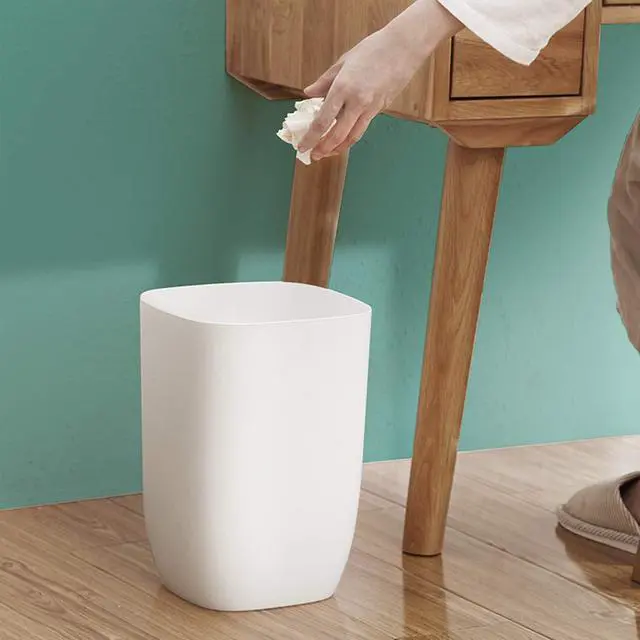 Alt view image 3 of 7 - mingol Bathroom Trash Can, Small Garbage Can for Bedroom, Living Room, Kitchen, Slim Cute Plastic Waste Basket for Office, 7L, Matt White