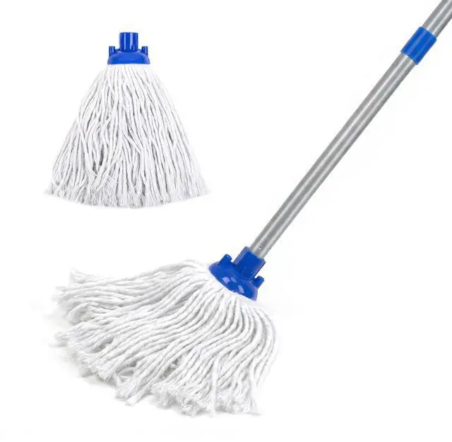 Main image of Indoor Mop for Floor Cleaning, Lightweight Cotton Mop with 2 Washable Heads