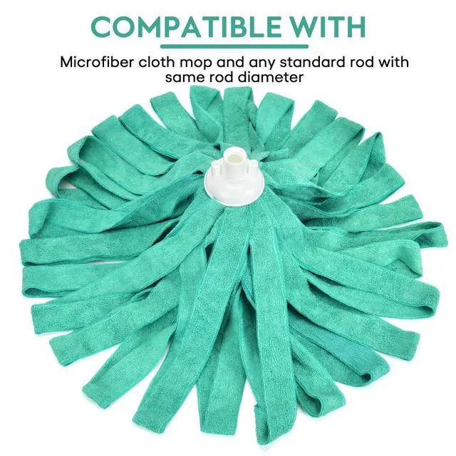 Alt view image 7 of 7 - Matthew Microfiber Cloth Mop Compatible with Ceda Microfiber Cloth Mop Refill Commercial Replacement 54" Stainless Steel Handle with 2 Wet Mop Heads w/1 Handle Incl.2Pcs Microfiber Towels-Green
