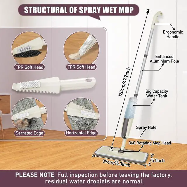 Alt view image 4 of 7 - Spray Mops for Floor Cleaning: MEXERRIS Wet Mop with 3 Washable Pads for Swiffer Powermop - Floor Mop with Refillable Bottle - Home Commercial Dust Mops for Hardwood Laminate Ceramic Tiles
