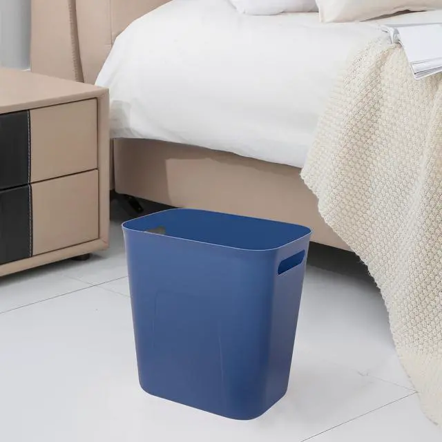 Alt view image 3 of 5 - UUJOLY Plastic Small Trash Can Wastebasket, Garbage Container Basket for Bathrooms, Laundry Room, Kitchens, Offices, Kids Rooms, Dorms, 3.5 Gallon, Blue