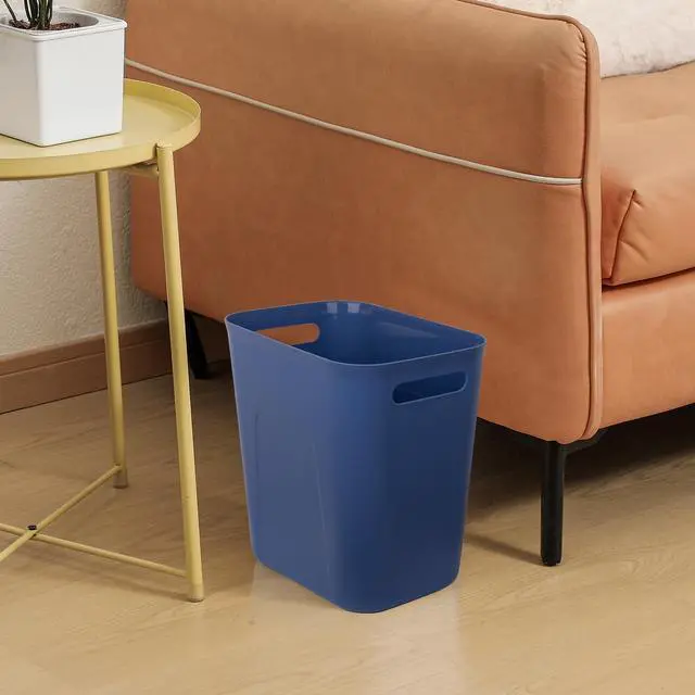 Alt view image 4 of 5 - UUJOLY Plastic Small Trash Can Wastebasket, Garbage Container Basket for Bathrooms, Laundry Room, Kitchens, Offices, Kids Rooms, Dorms, 3.5 Gallon, Blue