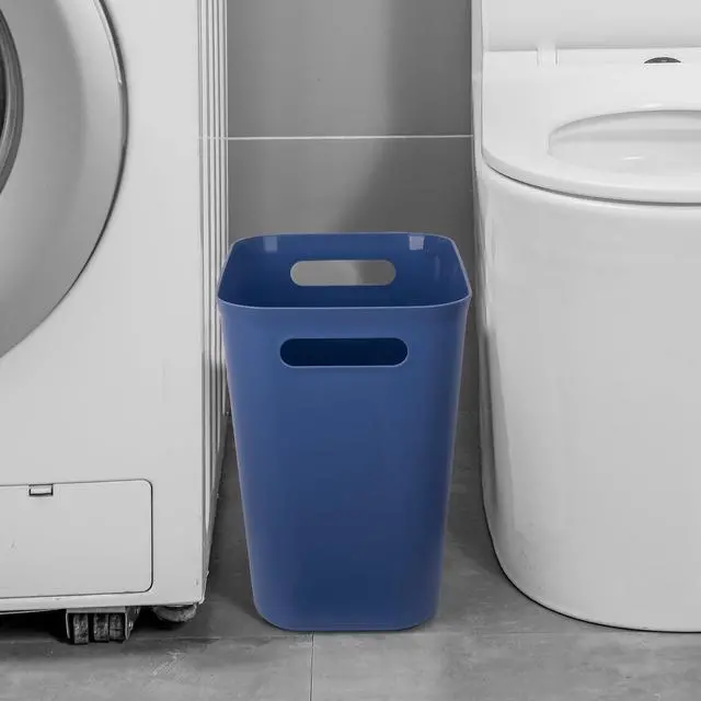 Alt view image 5 of 5 - UUJOLY Plastic Small Trash Can Wastebasket, Garbage Container Basket for Bathrooms, Laundry Room, Kitchens, Offices, Kids Rooms, Dorms, 3.5 Gallon, Blue